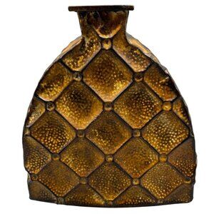Vintage Textured tin Ceramic Vase gold color